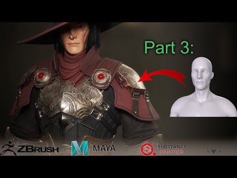 Part 1 Base Sculpt Hunter 3d Character modeling texturing and hair cards in zbrush maya