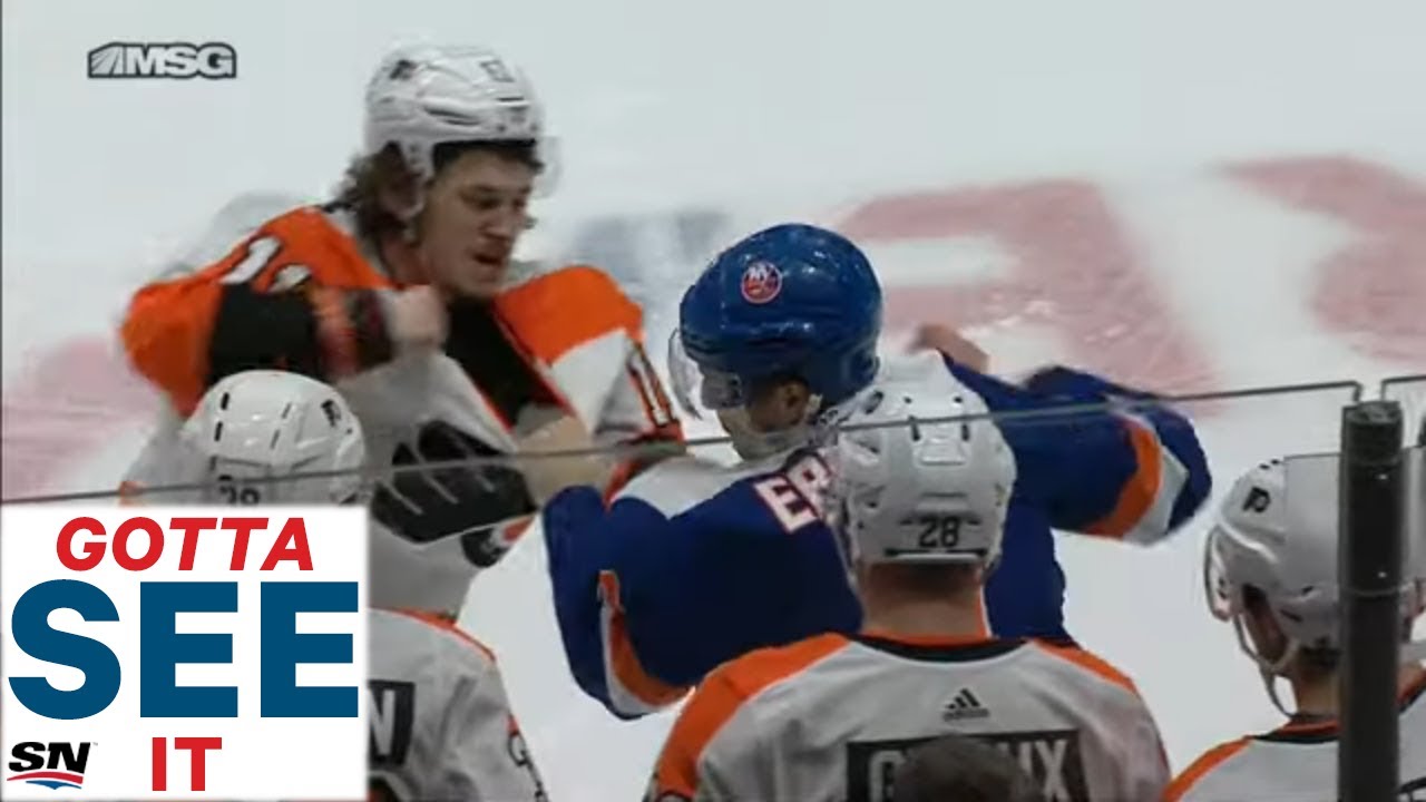 Vidéo:  Jordan Eberle et Travis Konecny se TAPENT sur la YEULE comme s'il n'y avait plus de lendemain...