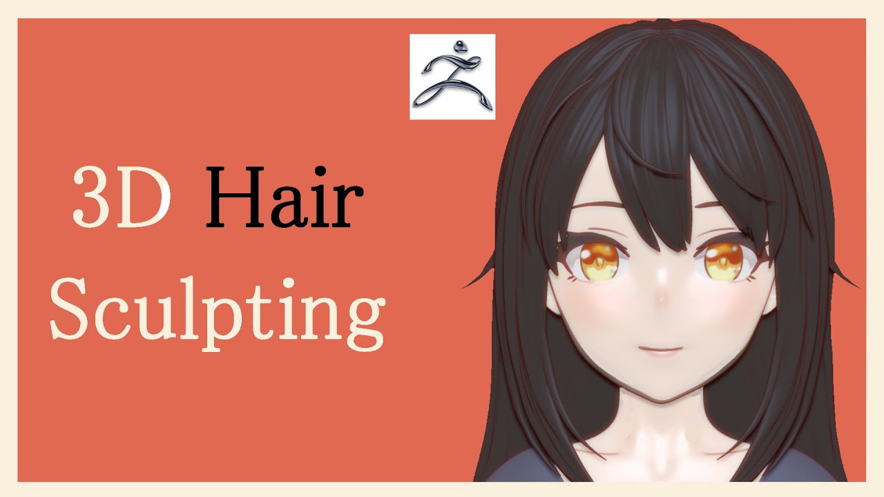 アニメ調の髪の3Dスカルプト - Sculpting a stylized hair in Zbrush Timelapse