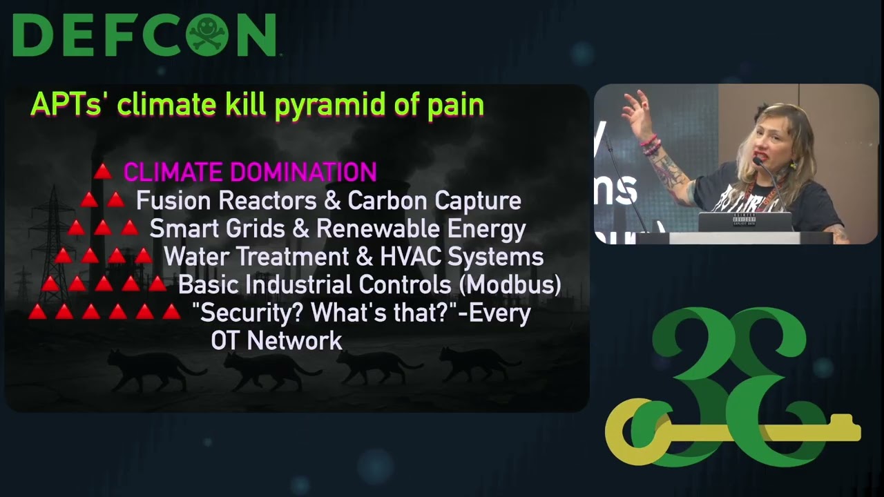 DEF CON 33 - Operational Twilight: APTs, OT, & geopolitics of a dying climate - Cybelle Oliveira
