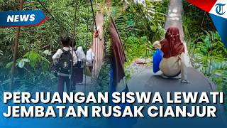 Perjuangan Siswa SD di Cijati Cianjur Lewati Jembatan Miring Ekstrem, Warganet Colek Dedi Mulyadi
