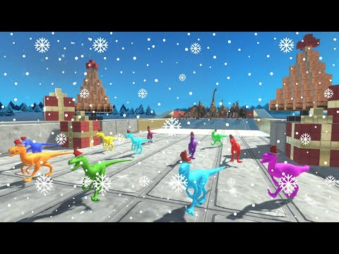 🎄Christmas Special🎄Race to eat Neon Deinonychus Santa - Animal Revolt Battle Simulator
