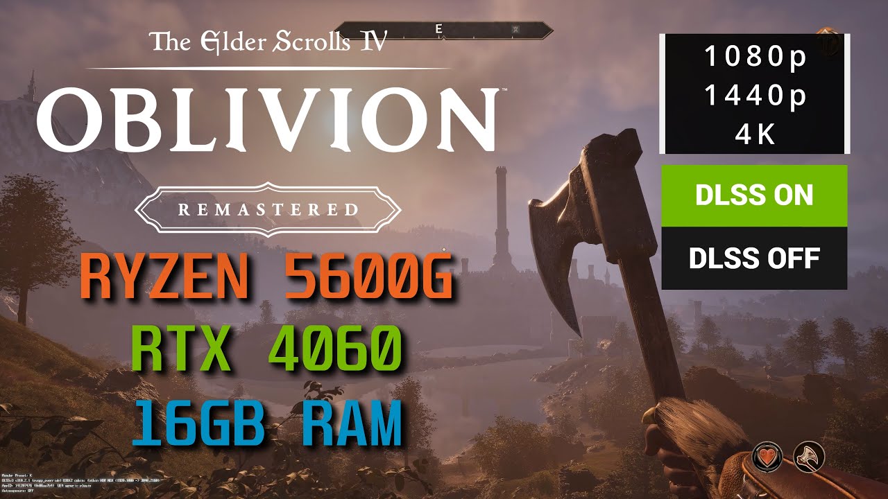 The Elder Scrolls IV: Oblivion Remastered on RTX 4060 + Ryzen 5600G – 1080p/1440p/4K