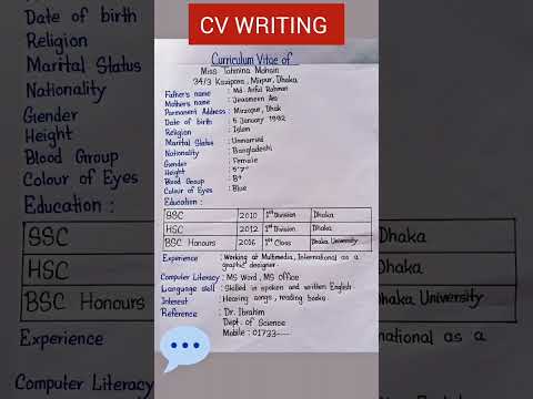 How to write a CV |Curriculum vitae | #shorts 228 #youtubeshorts #cvwriting