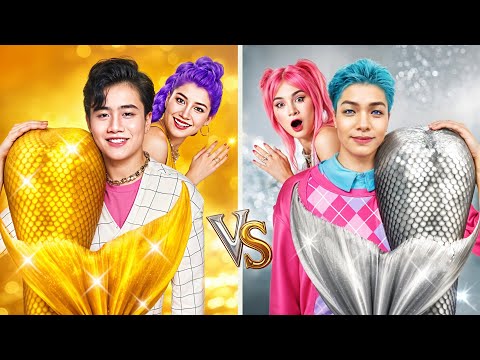 KPop Demon Hunters Couple Makeover! Gold vs Silver Mermaid Couple From Huntrix vs Saja Boys