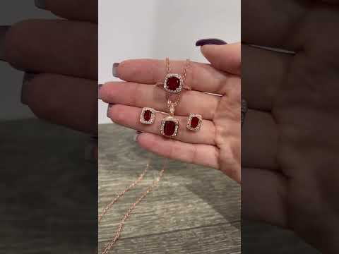 Оригинальный подарок девушке набор "Сияние больших рубинов" серьги, кольцо и колье ювелирный сплав в коробочке - фото 2 - id-p2076574375
