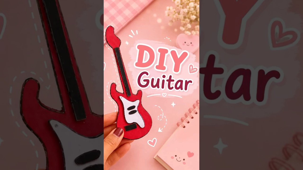 🎀✨DIY Cute Guitar 🎸🩷 | Easy Paper Craft | Handmade Mini Guitar|It’s me Hana#MiniGuitar#Shorts