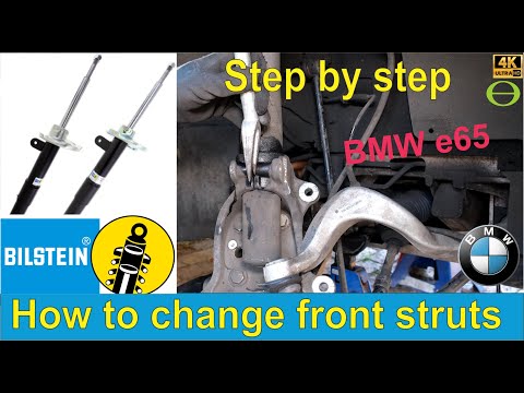 How to replace the front struts (shock absorbers) on a seven series E65 BMW with Bilstein B4 struts