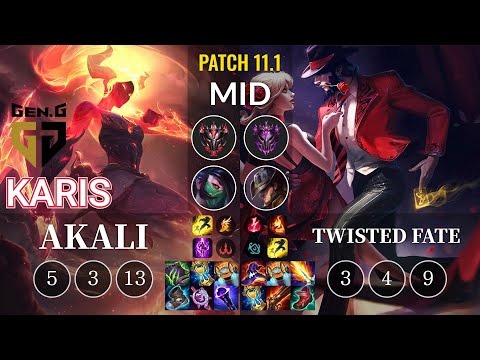 GEN Karis Akali vs Twisted Fate Mid - KR Patch 11.1