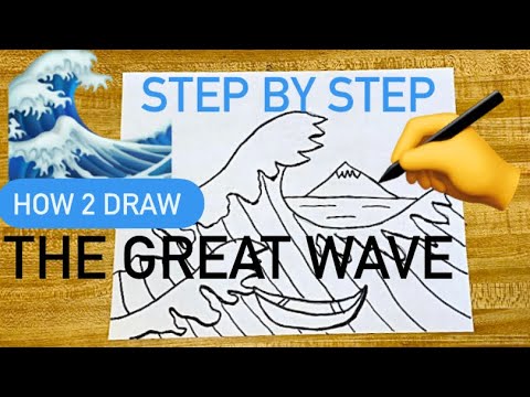 How to Draw the Great Wave EASY - Step by Step by Hokusai #greatwave #mrschuettesart