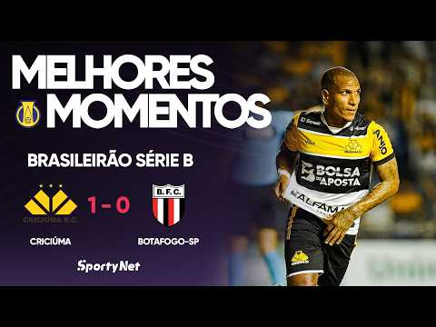 Gols e lances de Criciúma x Botafogo-SP