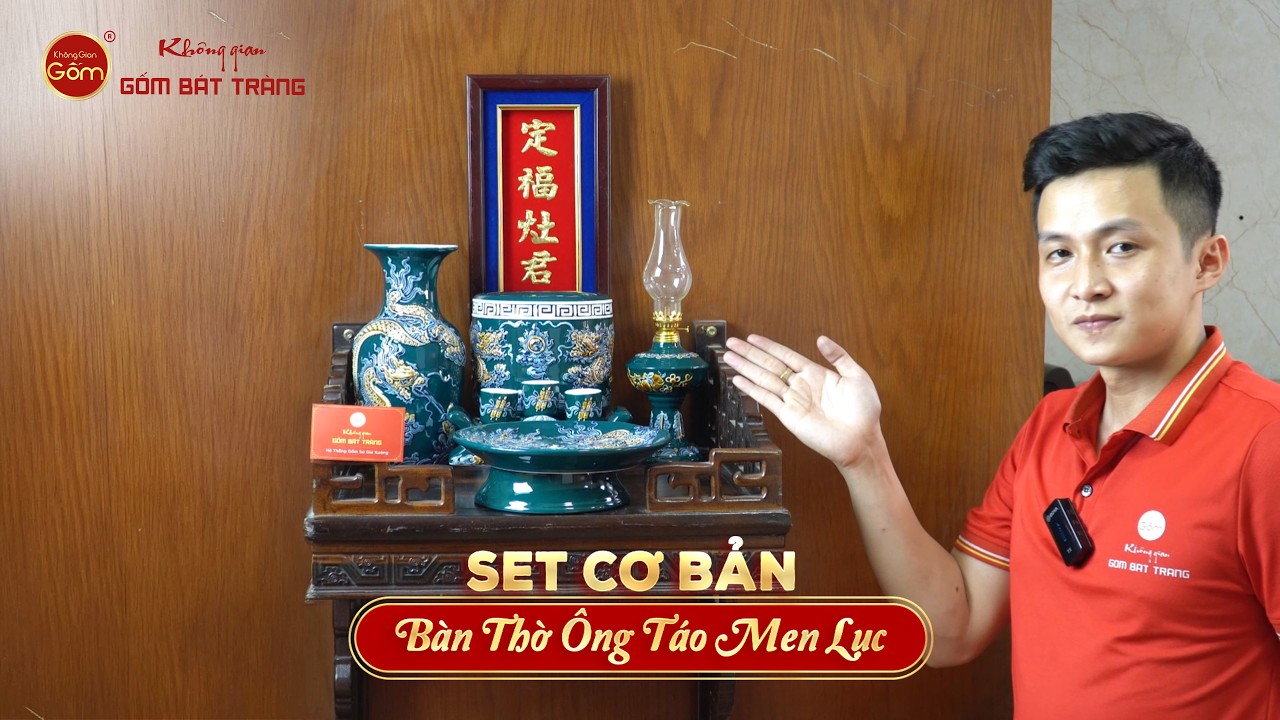 Bộ Đồ Thờ Ông Táo (Cơ Bản 6 Món) Men Lục