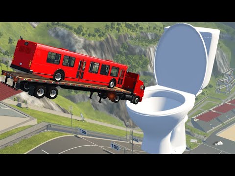 Cars Jumping into Giant Toilet - BeamNG.Drive #45