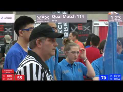 VEX Worlds 2016 - VRC High School - Arts - Qual 114 (5691X 254C) 179 vs 251 (2131X 9973A)