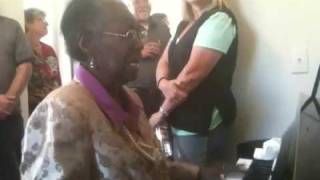 Madame Andrews sings Jesus is on the Mainline