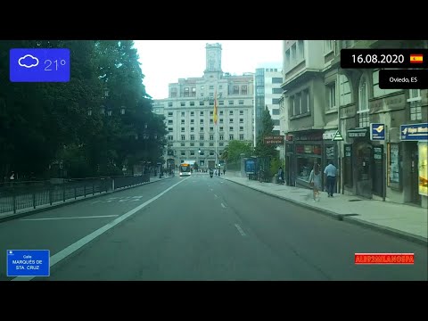 Driving through Oviedo (Spain) Centro 16.08.2020 Timelapse x4
