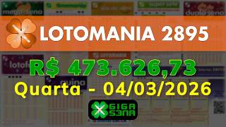 Resultado da Lotomania 2895, Quarta-feira, 04/03/2026