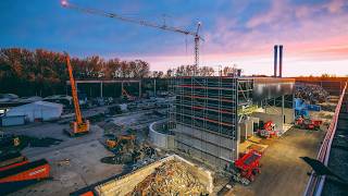 Time lapse demolition and new construction of shredding plant | Recycling company