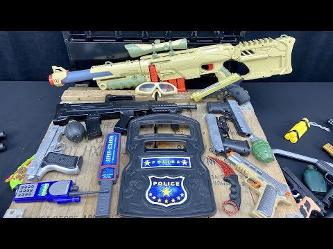 Combat Force Set . Police Shield and Beaded Guns - Karambit Knife