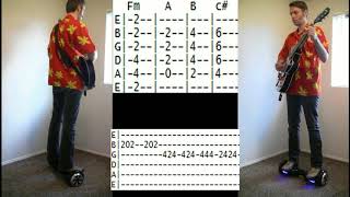 Dead or Alive You Spin Me Round Guitar Lesson Chords and TAB Tutorial on a Hoverboard
