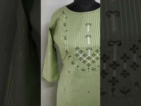 Ladies 3 4th sleeve casual wear cotton embroidered kurti wit...