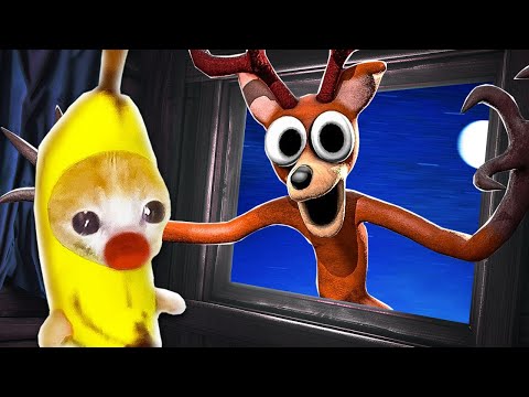 99 NIGHTS IN FOREST: Banana Cat Trapped by The SCARY Deer at Midnight! 🌙👀 | 🐱 Banana Cat Compilation