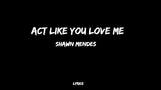 Act Like You Love Me - Shawn Mendes (Lyrics)