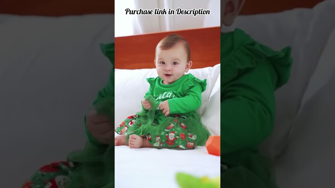 Baby Girls Green Christmas Mesh Dress New Born Santa Baby Romper and Skirt Outfit🎀 #shorts #viral