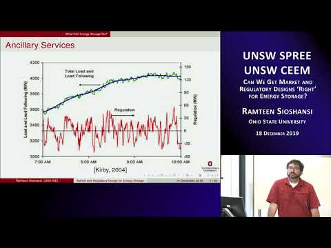 UNSW SPREE 201912-18  Ramteen Sioshansi - Market and Regulatory Designs ‘Right’ for Energy Storage