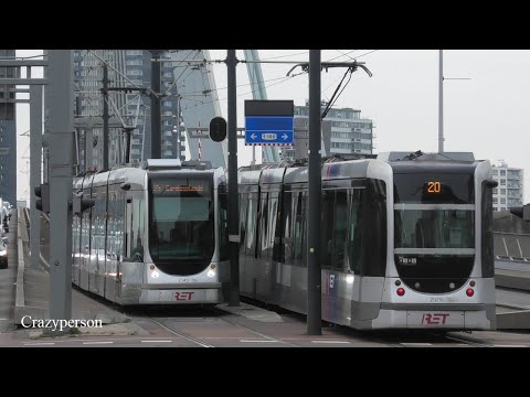 RET Trams Erasmusbrug Wilhelminaplein Rotterdam in Juni 2020