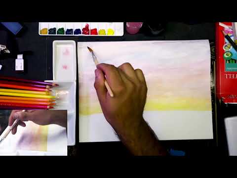 SUNSET ON WATERCOLORS - MOZART - REQUIEM - TIMELAPSE