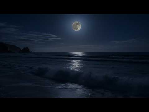 Full Moon Over the Ocean 🌕 | Night Waves for Deep Sleep | 4K