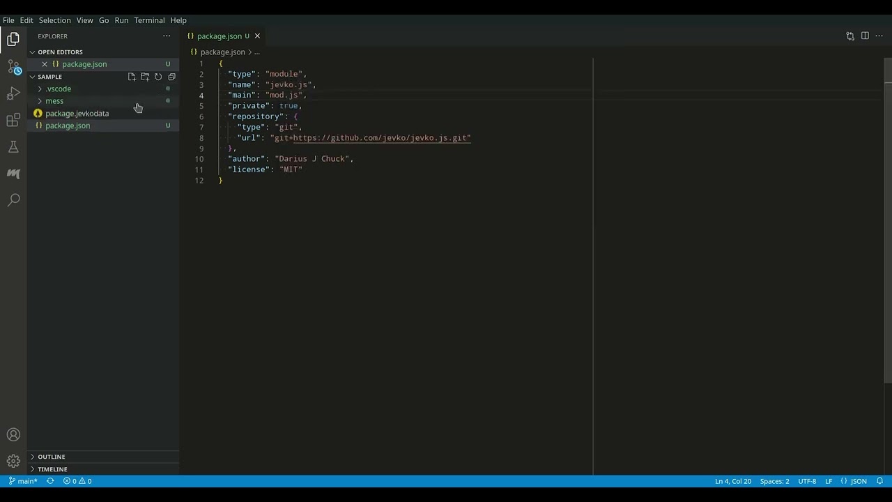 Demo video: translating between .jevkodata and .json