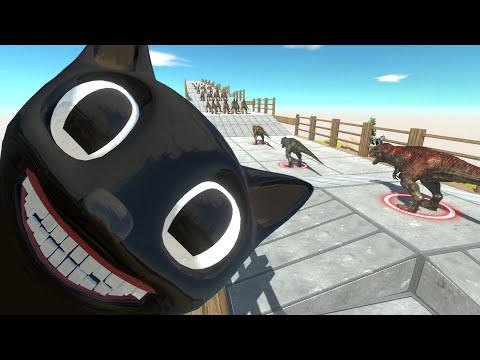 Cartoon cat challenge carnivorous dinosaurs  -- Animal Revolt Battle Simulator