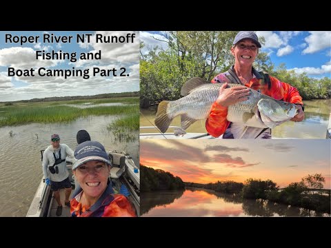 Roper River NT Boat Camping Part 2. 200 Barramundi caught! Close encounter with big black croc!