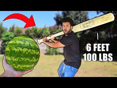 CRUSHING SATISFYING THINGS With A GIANT 100LBS BASEBALL BAT!!! *WORLD RECORD SIZED* Video