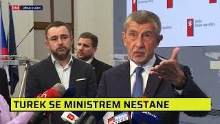 Babiš: Prezident Turka ve vládě nechce. Mrzí mě to, mohl spáchat dobrý skutek