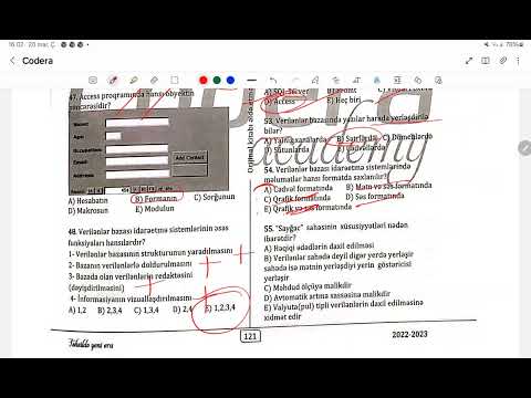 verilənlər bazası codera 10.1-40-a qədər elave video var.40-77 izah .10.2- 46 sual.evvelde 4-5excell