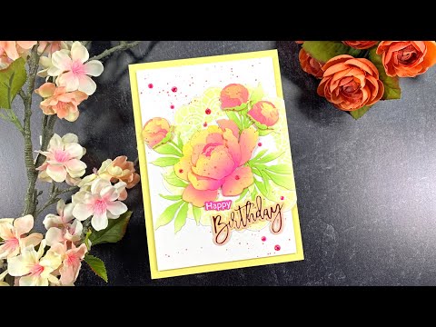 VIBRANT Ink Blended Peony Card | Honey Bee Lovely Layers: Peony