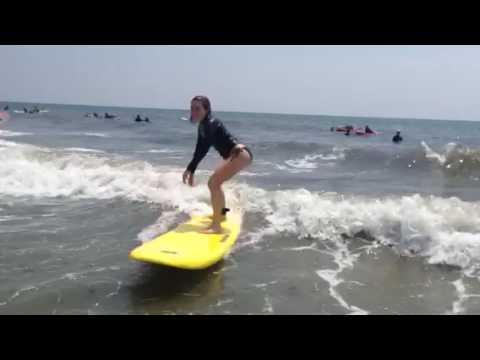 Gabby Surfing in Rockaway Beach New York
