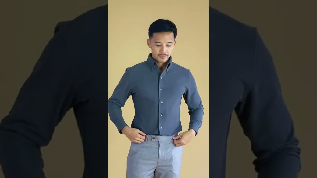 Watch video Long Sleeve Polo Shirt - Grey One-Piece Collar Button Down Now Long Sleeve Polo Shirt - Grey One-Piece Collar Button Down