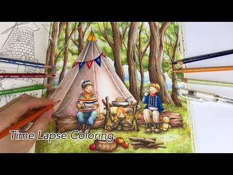 Time-Lapse Coloring "Let's Camping" | Romantic Country A Fantasy Coloring Book