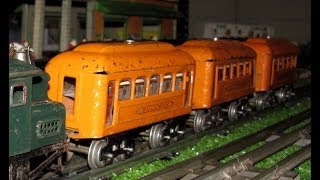preview picture of video 'Lionel 603 604 608 Prewar Orange Passenger & Observation Train Car Set'