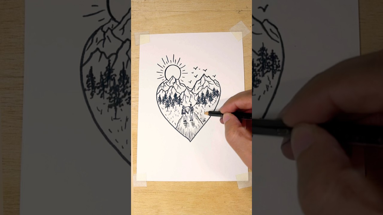 Love in Nature | Heart Shaped Mountain Art ❤️🌄