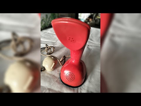 TELEFONO VINTAGE ROSSO CON FILO IN TESSUTO E PRESA SIP ORIGINALE