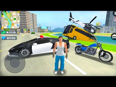 Motorbike US Police Car Helicopter and Coach Bus Open World Driving Simulator - Android Gameplay