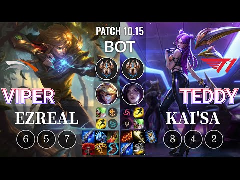 HLE Viper Ezreal vs T1 Teddy Kai'Sa Bot - KR Patch 10.15