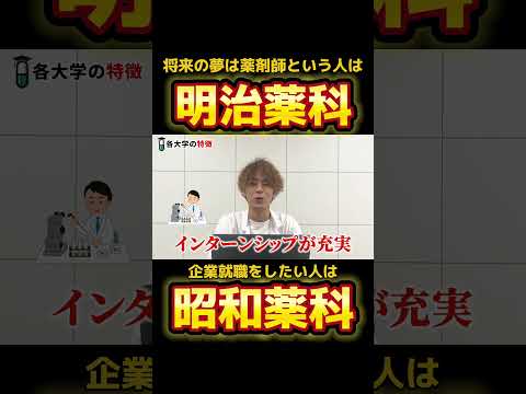 薬学科 薬剤師は明治薬科、企業就職は昭和薬科