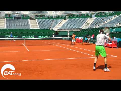 Juan Ignacio Chela y Juan Monaco entrenando en Bs As