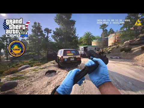 [NO COMMENTARY] GTA V LSPDFR | A BIG SHOOTOUT WITH ROBBERS WHO STOLE A MONEY TRUCK - FHP